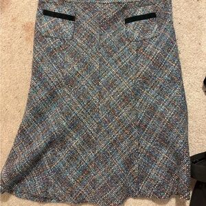 Smart Set Blue and Brown Tweed A-Line Skirt